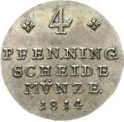 4 Pfenning - Fredrich William Silver pattern strike, Germany, 1814 reverse image
