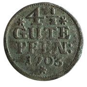4½ Pfennig - Rudolph August and Anthony Ulrich, Germany, 1703 reverse image