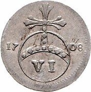 6 Pfennig - Anthony Ulrich, Germany, 1707-1713 reverse image