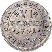 6 Pfennig - Charles William Ferdinand, Germany, 1784-1804 reverse image