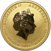 25 Dollars - Elizabeth II 4th Portrait - Year of the Goat - Gold Bullion Coin obverse image