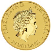 25 Dollars - Elizabeth II 4th Portrait - Kangaroo - Gold Bullion Coin obverse image