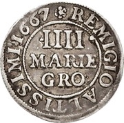 4 Mariengroschen - Rudolph August, Germany, 1667 reverse image
