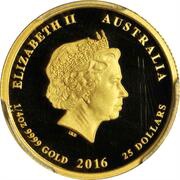 25 Dollars - Elizabeth II 4th Portrait - Centenary of ANZAC Day - Gold Coin obverse image
