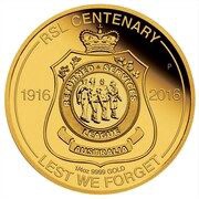25 Dollars - Elizabeth II 4th Portrait - RSL Centenary - Gold, Australia, 2016 reverse image