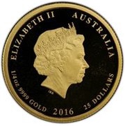 25 Dollars - Elizabeth II 4th Portrait - Year of the Monkey - Gold Bullion Coin obverse image