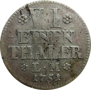 ⅙ Thaler - Charles I, Germany, 1747-1759 reverse image
