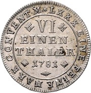 ⅙ Thaler - Charles William Ferdinand, Germany, 1780-1804 reverse image