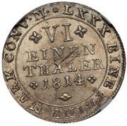 ⅙ Thaler - Frederick William, Germany, 1813-1814 reverse image