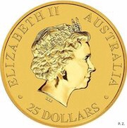 25 Dollars - Elizabeth II 4th Portrait - Kangaroo - Gold Bullion Coin obverse image