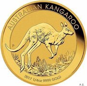 25 Dollars - Elizabeth II 4th Portrait - Kangaroo - Gold Bullion Coin, Australia, 2017 reverse image