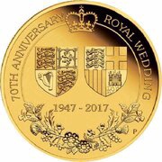 25 Dollars - Elizabeth II 4th Portrait - 70th Wedding Anniversary - Gold Proof, Australia, 2017 reverse image