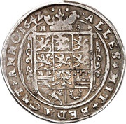 ¼ Thaler - August, Germany, 1647 reverse image