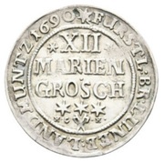 12 Mariengroschen - Rudolph August and Anthony Ulrich, Germany, 1690-1691 reverse image
