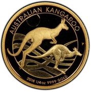 25 Dollars - Elizabeth II 4th Portrait - Kangaroo - Gold Bullion Coin, Australia, 2018 reverse image