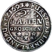 24 Mariengroschen - Rudolph August and Anthony Ulrich, Germany, 1690-1693 reverse image