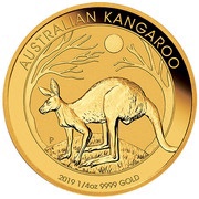 25 Dollars - Elizabeth II 6th Portrait - Kangaroo - Gold Bullion Coin, Australia, 2019 reverse image