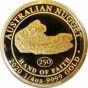 25 Dollars - Elizabeth II 6th Portrait - Hand of Faith - Gold Bullion, Australia, 2020 reverse image