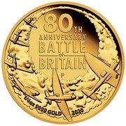 25 Dollars - Elizabeth II 6th Portrait - 80th Anniversary of the Battle of Britain - Gold Proof, Australia, 2020 reverse image