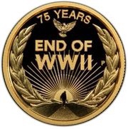 25 Dollars - Elizabeth II 6th Portrait - 75 Years End of WWII - Gold Proof, Australia, 2020 reverse image
