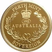 25 Dollars - Elizabeth II 6th Portrait - Australian Sovereign; 165th Anniversary of the First Sovereign, Australia, 2020 reverse image