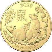 25 Dollars - Elizabeth II 4th Portrait - Year of the Rat - Gold Bullion Coin, Australia, 2020 reverse image