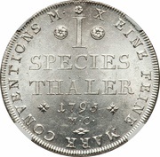 1 Thaler - Charles William Ferdinand, Germany, 1787-1801 reverse image
