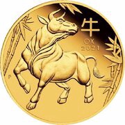 25 Dollars - Elizabeth II 6th Portrait - Year of the Ox - Gold Bullion Coin, Australia, 2021 reverse image