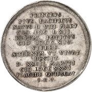 2 Thalers - August William Death, Germany, 1731 reverse image