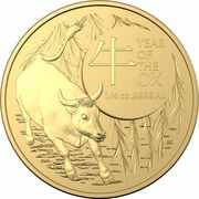 25 Dollars - Elizabeth II 6th Portrait - Year of the Ox - Gold Bullion, Australia, 2021 reverse image
