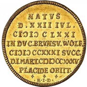 1 Ducat - Louis Rudolph Death of Louis Rudolph, Germany, 1735 reverse image