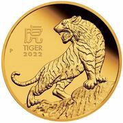 25 Dollars - Elizabeth II 6th Portrait - Year of the Tiger - Gold Bullion Coin, Australia, 2022 reverse image