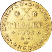 10 Thalers - Charles William Ferdinand, Germany, 1794-1806 reverse image