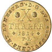10 Thalers - Frederick William, Germany, 1814 reverse image