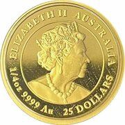 25 Dollars - Elizabeth II Posthumous; 6th Portrait - Year of the Rabbit - Gold Bullion obverse image