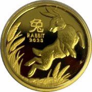 25 Dollars - Elizabeth II Posthumous; 6th Portrait - Year of the Rabbit - Gold Bullion, Australia, 2023 reverse image