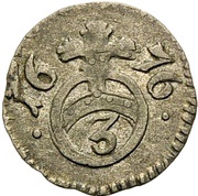 1 Dreier, Germany, 1676 reverse image