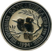 30 Dollars - Elizabeth II 3rd Portrait - Australian Kookaburra - Silver Bullion Coin, Australia, 1993-1994 reverse image
