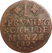 1 Pfenning - George IV, Germany, 1822-1823 reverse image