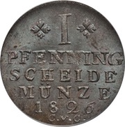 1 Pfenning - Charles II, Germany, 1823-1830 reverse image