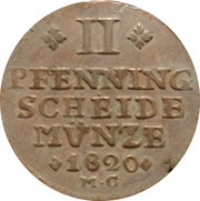 2 Pfenning - George IV, Germany, 1820 reverse image