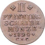 2 Pfennige - Charles II, Germany, 1824-1830 reverse image