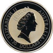 30 Dollars - Elizabeth II 3rd Portrait - Australian Kookaburra - Silver Bullion Coin obverse image