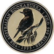 30 Dollars - Elizabeth II 3rd Portrait - Australian Kookaburra - Silver Bullion Coin, Australia, 1994-1995 reverse image
