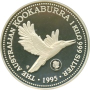 30 Dollars - Elizabeth II 3rd Portrait - Australian Kookaburra - Silver Bullion Coin, Australia, 1995-1996 reverse image