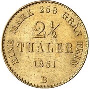 2½ Thaler - William, Germany, 1851 reverse image