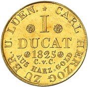 1 Ducat - Charles II Harz-Mining Ducat, Germany, 1825 reverse image
