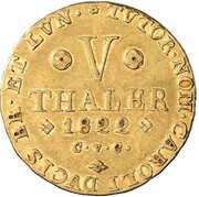 5 Thalers - George IV, Germany, 1822-1823 reverse image