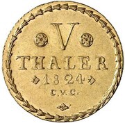 5 Thalers - Charles II, Germany, 1824-1830 reverse image