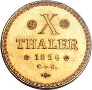 10 Thalers - Charles II, Germany, 1824-1830 reverse image